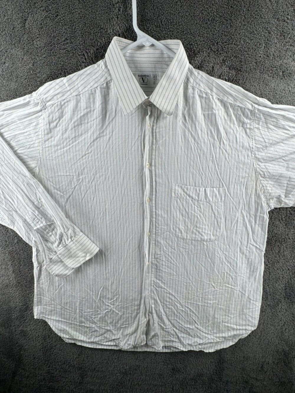 Valentino Chemises Italy Long Sleeve Button Up Shirt Blue White Striped XL ***